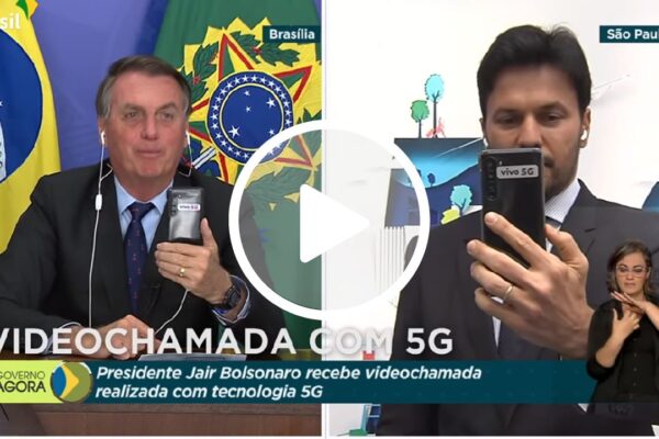 Bolsonaro e Fábio Faria fazem primeira videochamada com 5G do Brasil